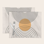 Geometric Lines in Black and Beige 29 (Rainbow and Sun Abstraction) Placemat Gallery Image 1