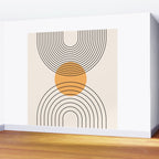 Geometric Lines in Black and Beige 29 (Rainbow and Sun Abstraction) Wall Mural Gallery Image 2