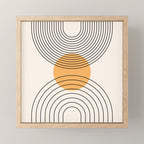 Geometric Lines in Black and Beige 29 (Rainbow and Sun Abstraction) Mini Art Print Gallery Image 1