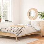 Geometric Lines in Black and Beige 29 (Rainbow and Sun Abstraction) Duvet Cover Gallery Image 2