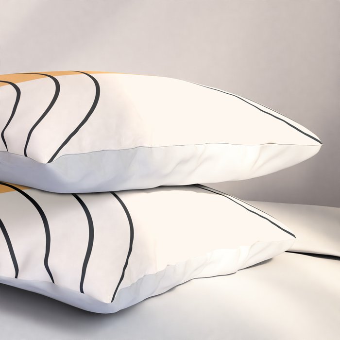 Geometric Lines in Black and Beige 29 (Rainbow and Sun Abstraction) Pillow Sham Gallery Image 3