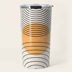 Geometric Lines in Black and Beige 29 (Rainbow and Sun Abstraction) Travel Mug Gallery Image 1