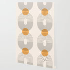 Geometric Lines in Black and Beige 29 (Rainbow and Sun Abstraction) Wallpaper Gallery Image 2