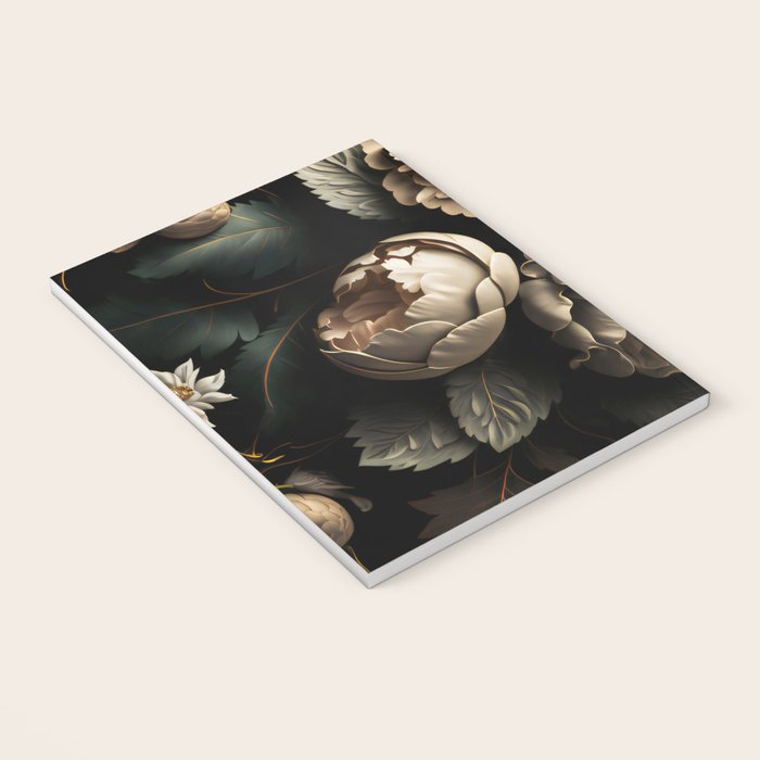 Victorian Cameo and Dark Floral Print Notebook Gallery Image 3
