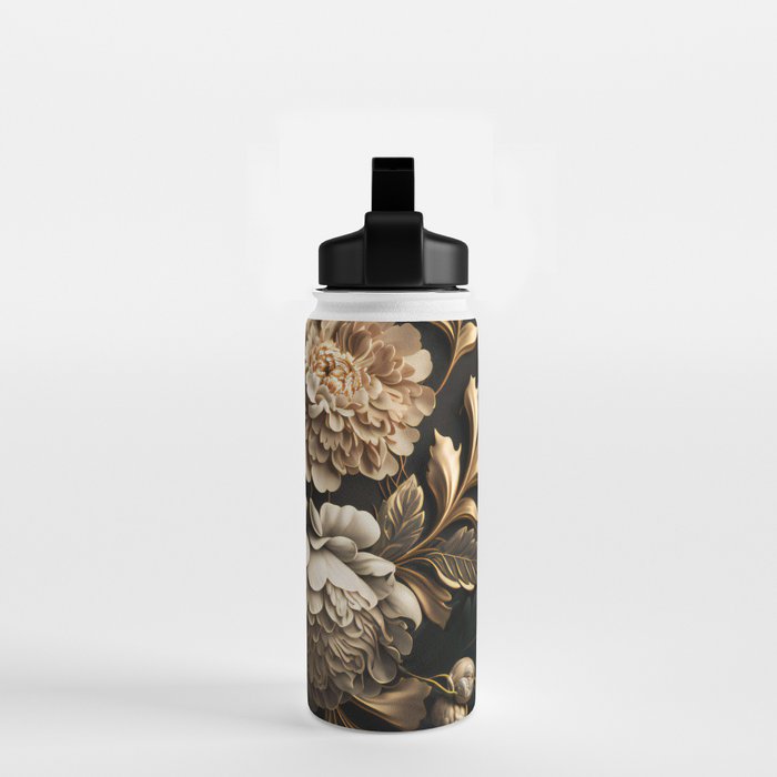 Victorian Cameo and Dark Floral Print Water Bottle Gallery Image 2