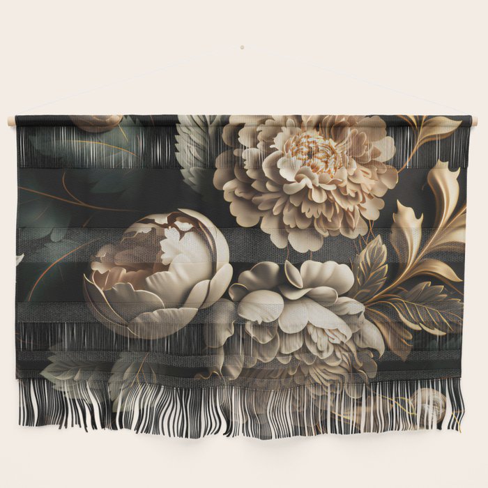 Victorian Cameo and Dark Floral Print Wall Hanging Gallery Image 1