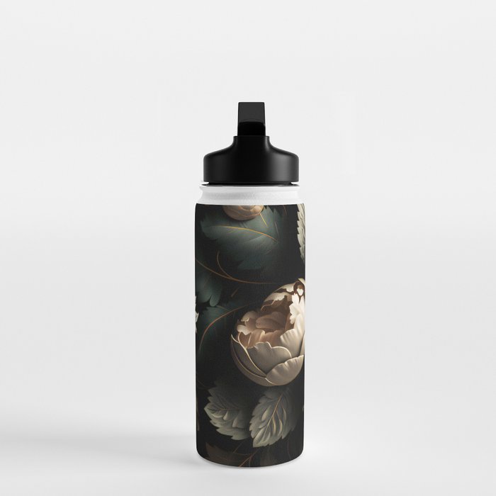 Victorian Cameo and Dark Floral Print Water Bottle Gallery Image 3