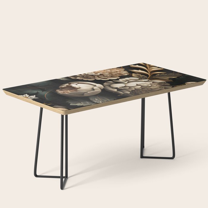 Victorian Cameo and Dark Floral Print Coffee Table Gallery Image 1