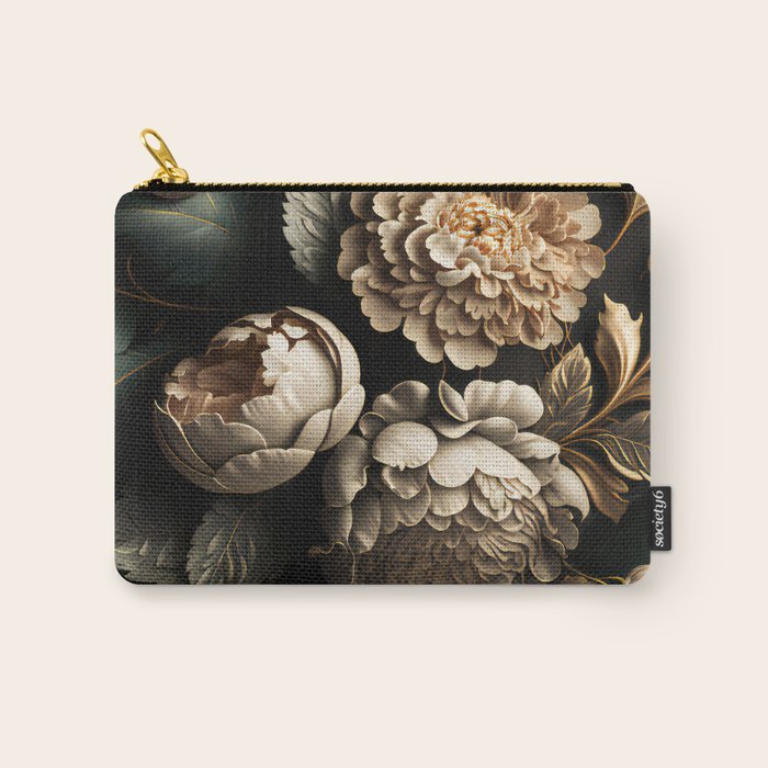Victorian Cameo and Dark Floral Print Carry All Pouch Gallery Image 1