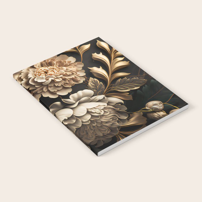 Victorian Cameo and Dark Floral Print Notebook Gallery Image 2