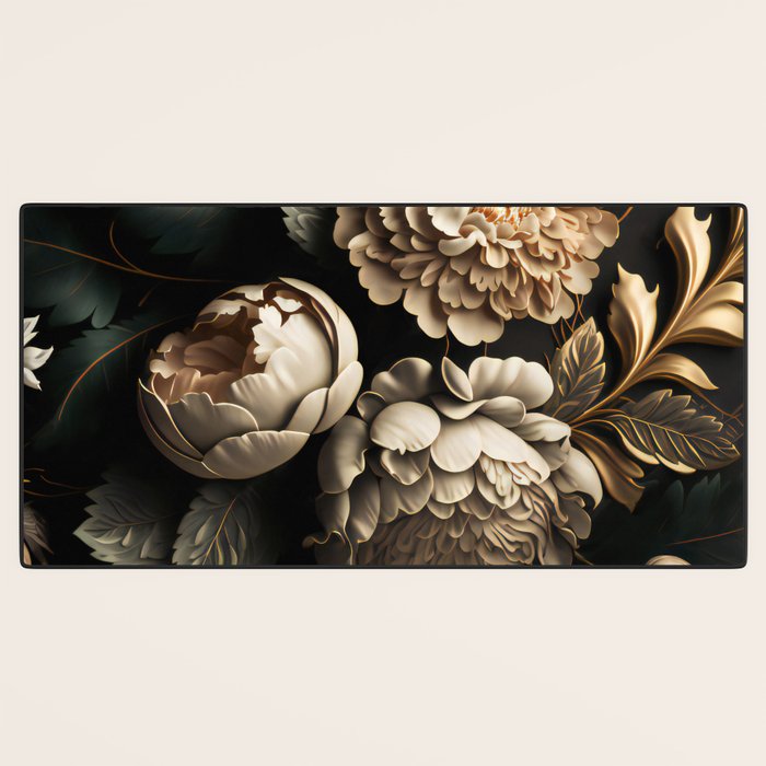 Victorian Cameo and Dark Floral Print Desk Mat Gallery Image 3
