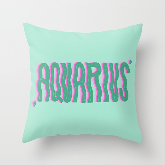 Wavy Aquarius Throw Pillow Gallery Image 1