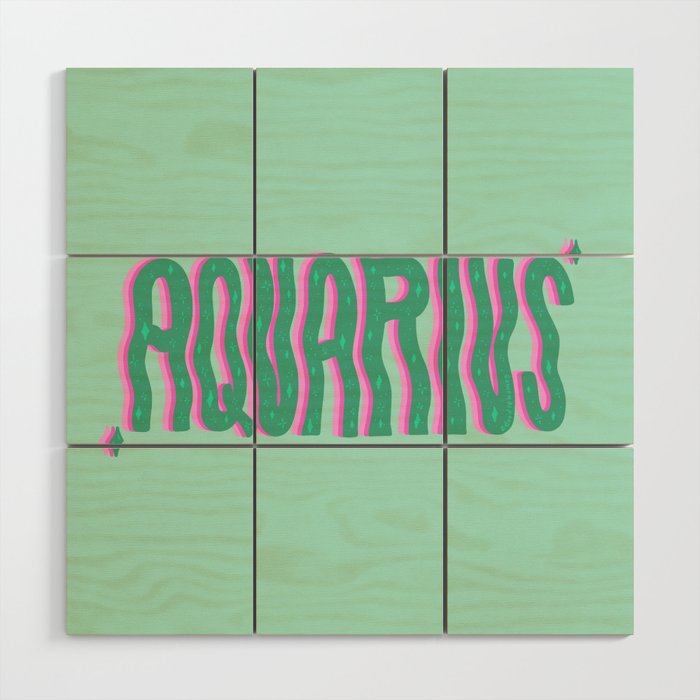 Wavy Aquarius Wood Wall Art Gallery Image 1