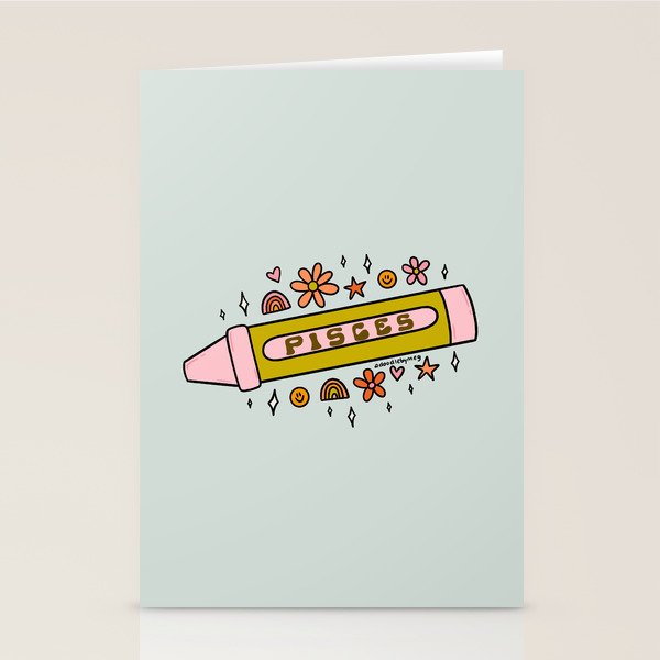 Pisces Crayon Stationery Card Gallery Image 2