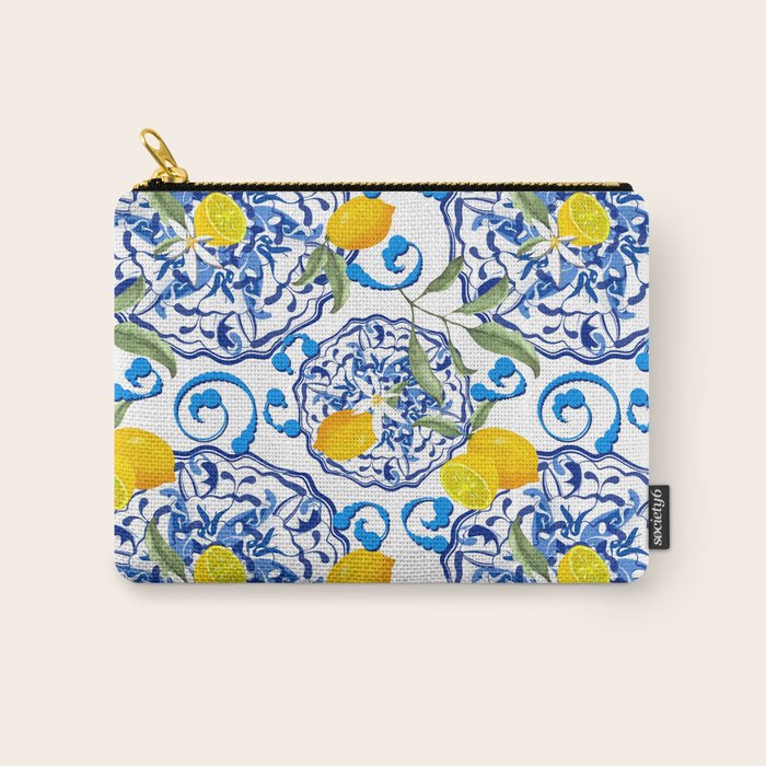 Summer,citrus,Mediterranean style,lemon fruit,simple pattern  Carry All Pouch Gallery Image 1