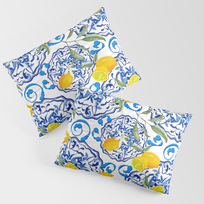 Summer,citrus,Mediterranean style,lemon fruit,simple pattern  Pillow Sham Gallery Image 3