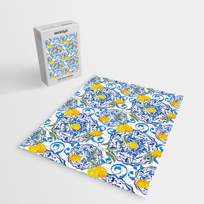 Summer,citrus,Mediterranean style,lemon fruit,simple pattern  Jigsaw Puzzle Gallery Image 2