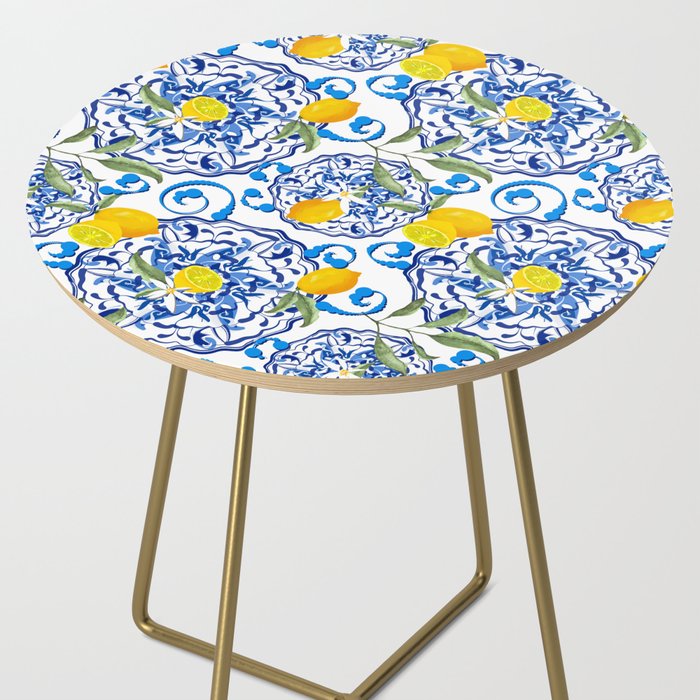 Summer,citrus,Mediterranean style,lemon fruit,simple pattern  Side Table Gallery Image 2