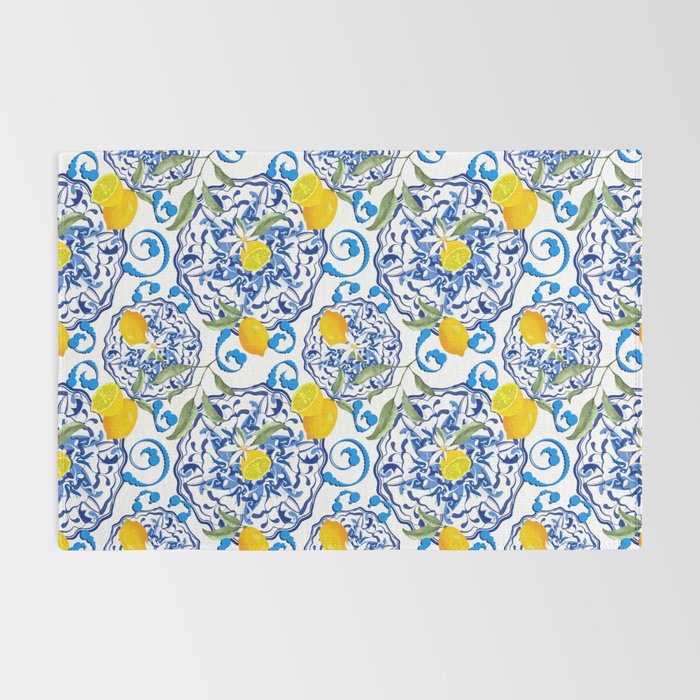 Summer,citrus,Mediterranean style,lemon fruit,simple pattern  Rug Gallery Image 2