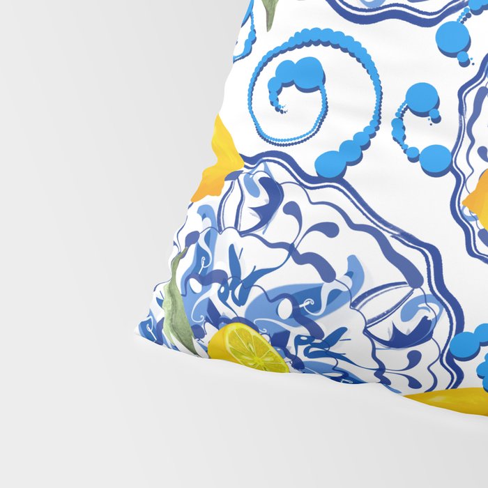 Summer,citrus,Mediterranean style,lemon fruit,simple pattern  Pillow Sham Gallery Image 4