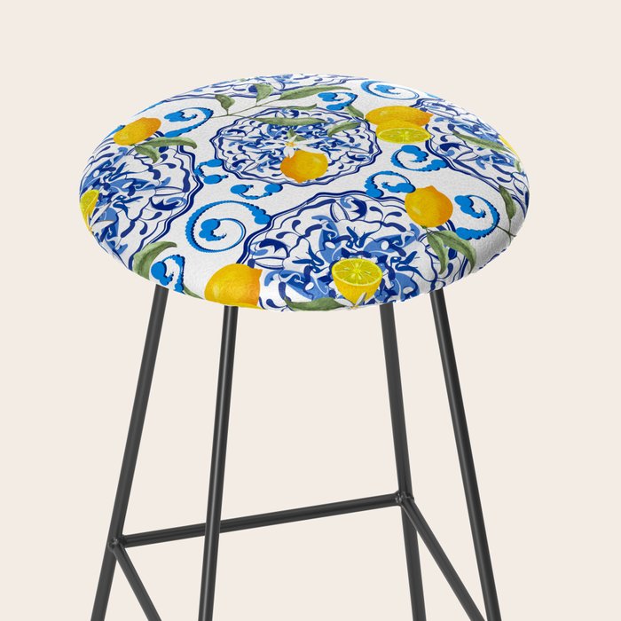 Summer,citrus,Mediterranean style,lemon fruit,simple pattern  Stool Gallery Image 2