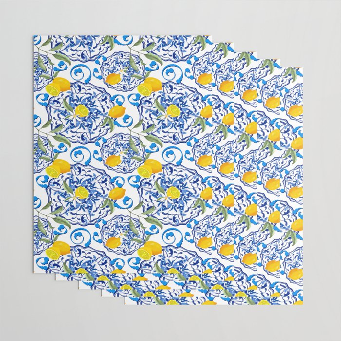 Summer,citrus,Mediterranean style,lemon fruit,simple pattern  Wrapping Paper Gallery Image 3