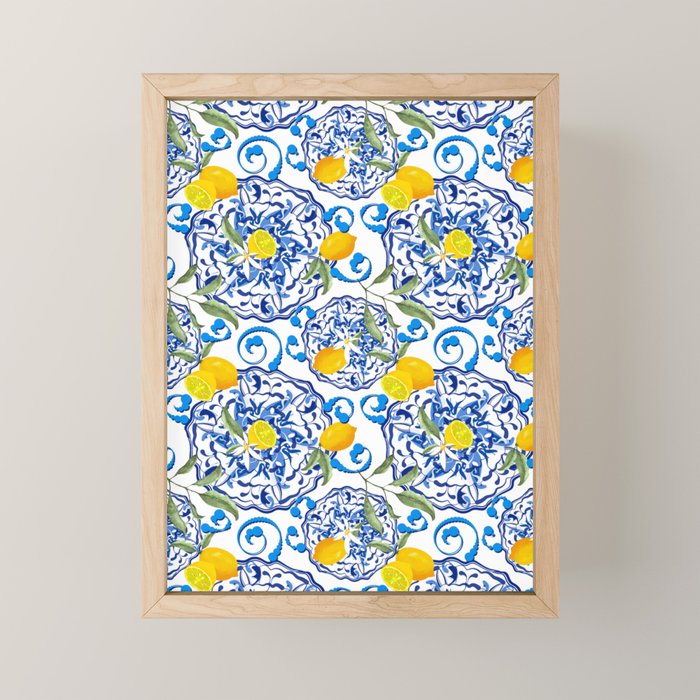 Summer,citrus,Mediterranean style,lemon fruit,simple pattern  Mini Art Print Gallery Image 1