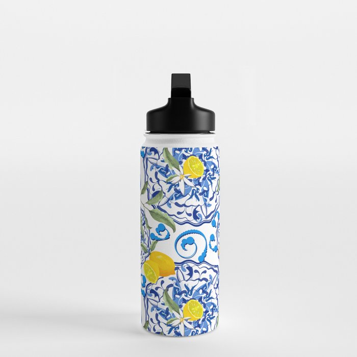 Summer,citrus,Mediterranean style,lemon fruit,simple pattern  Water Bottle Gallery Image 3