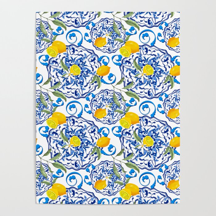 Summer,citrus,Mediterranean style,lemon fruit,simple pattern  Poster Gallery Image 4