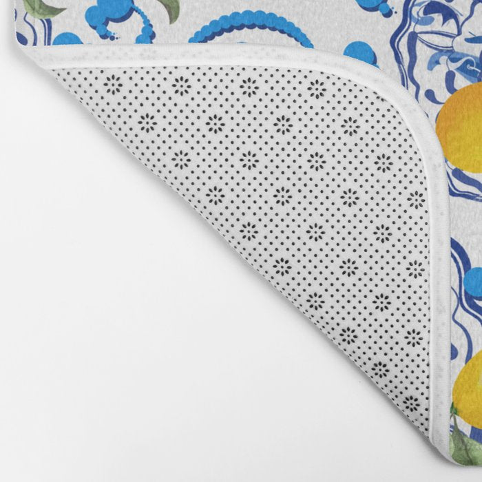Summer,citrus,Mediterranean style,lemon fruit,simple pattern  Bath Mat Gallery Image 2