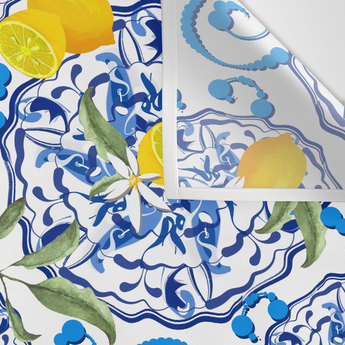 Summer,citrus,Mediterranean style,lemon fruit,simple pattern  Wall Tapestry Gallery Image 3