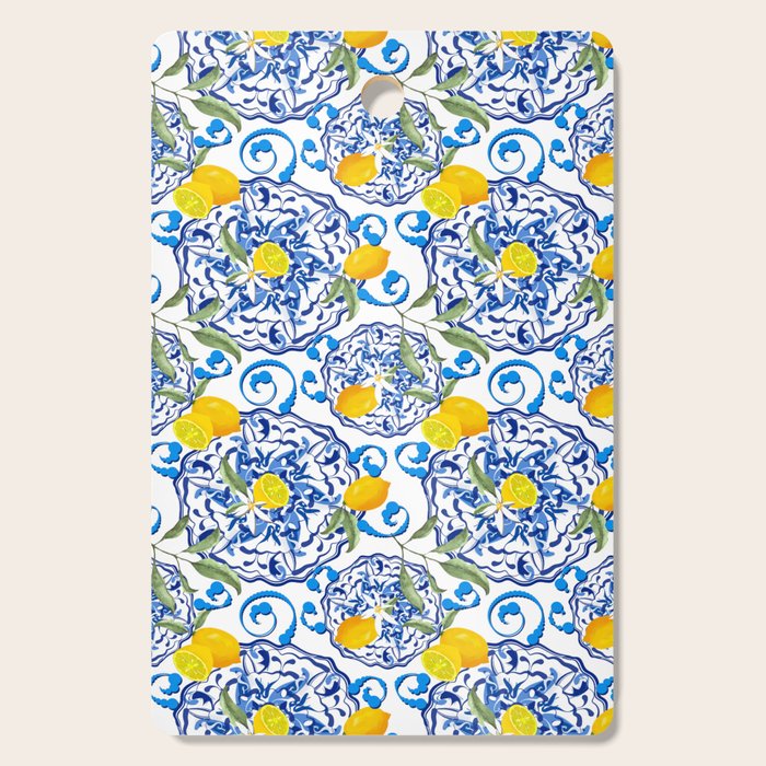 Summer,citrus,Mediterranean style,lemon fruit,simple pattern  Cutting Board Gallery Image 1