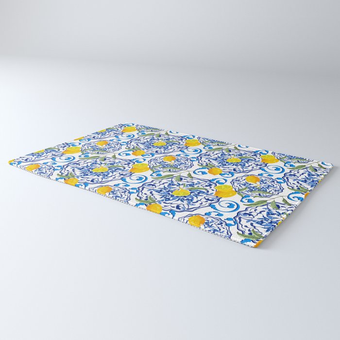 Summer,citrus,Mediterranean style,lemon fruit,simple pattern  Rug Gallery Image 3