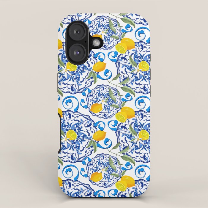 Summer,citrus,Mediterranean style,lemon fruit,simple pattern  iPhone Case Gallery Image 1
