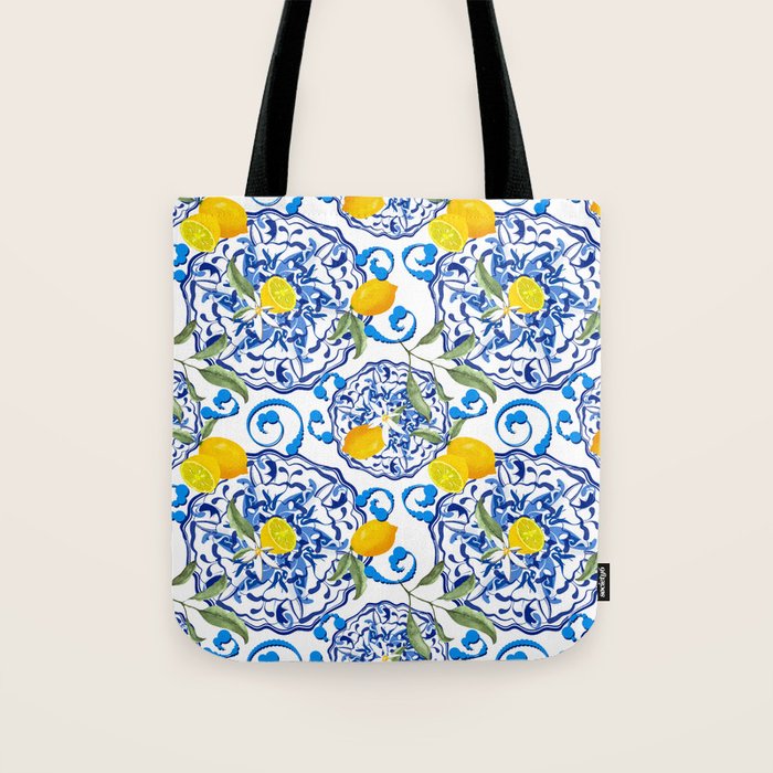 Summer,citrus,Mediterranean style,lemon fruit,simple pattern  Tote Bag Gallery Image 1