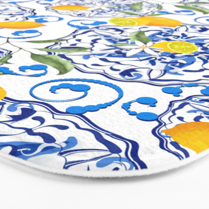 Summer,citrus,Mediterranean style,lemon fruit,simple pattern  Bath Mat Gallery Image 3