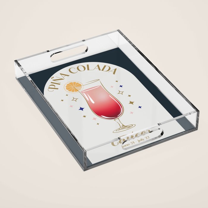 Pina Colada Cocktail Zodiac Sign Acrylic Tray Gallery Image 1