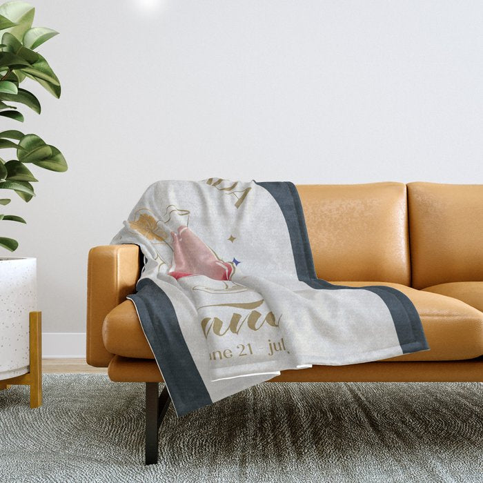 Pina Colada Cocktail Zodiac Sign Throw Blanket Gallery Image 1