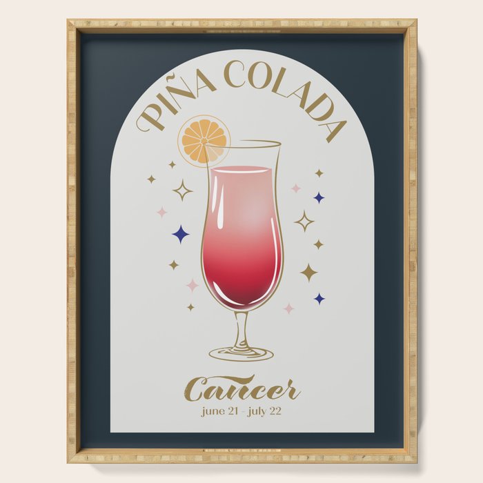 Pina Colada Cocktail Zodiac Sign Serving Tray Gallery Image 1