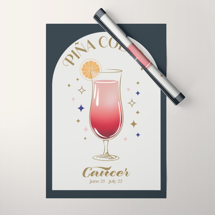 Pina Colada Cocktail Zodiac Sign Wrapping Paper Gallery Image 1