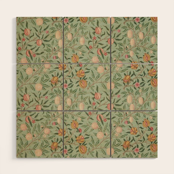 William Morris Vintage Fruit Sage Green  Wood Wall Art Gallery Image 1