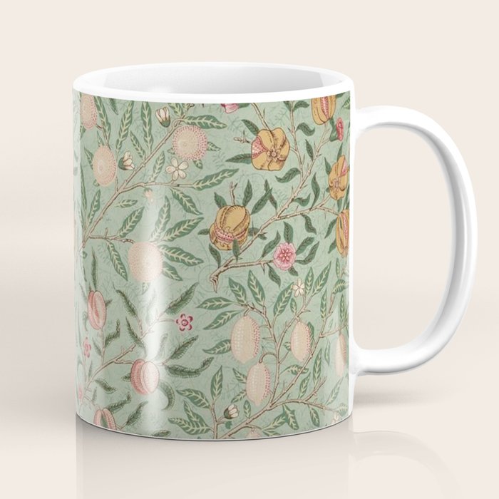 William Morris Vintage Fruit Sage Green  Coffee Mug Gallery Image 1