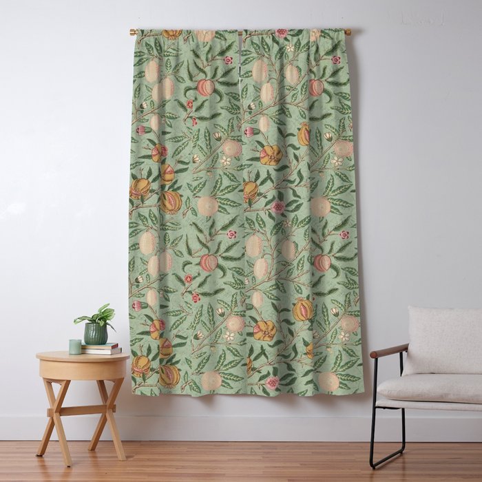 William Morris Vintage Fruit Sage Green  Window Curtain Gallery Image 1