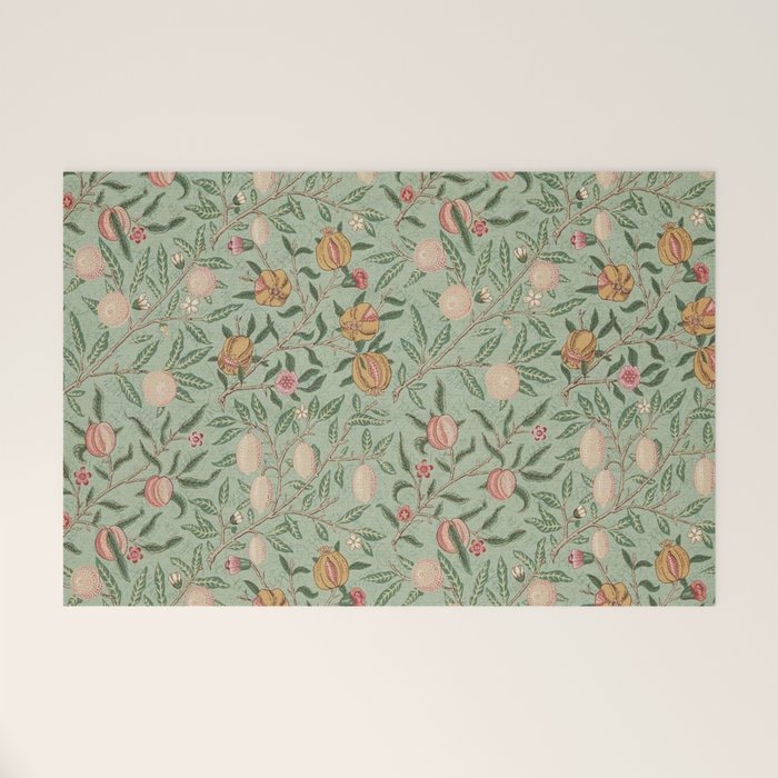 William Morris Vintage Fruit Sage Green  Welcome Mat Gallery Image 1