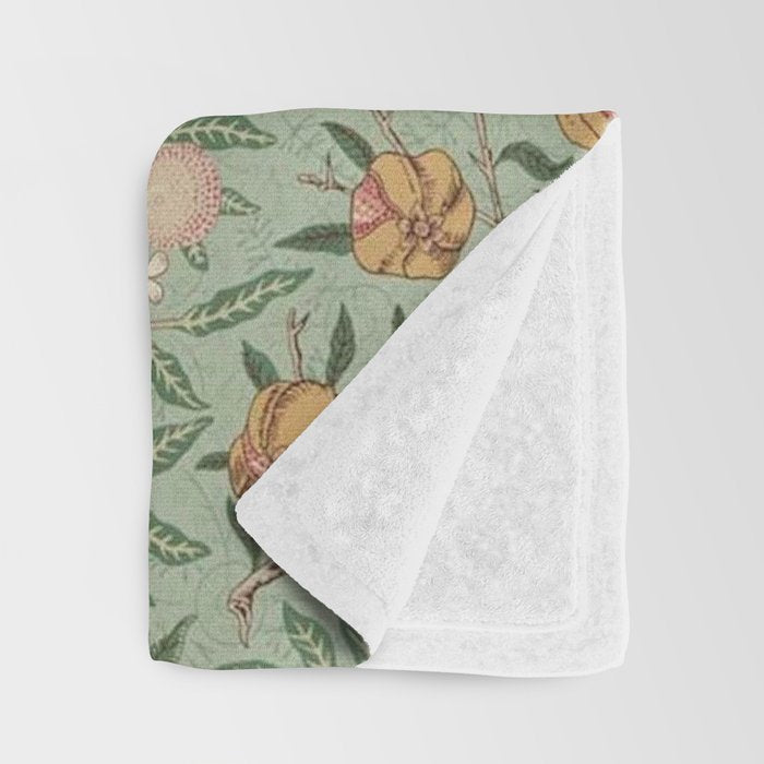 William Morris Vintage Fruit Sage Green  Throw Blanket Gallery Image 3