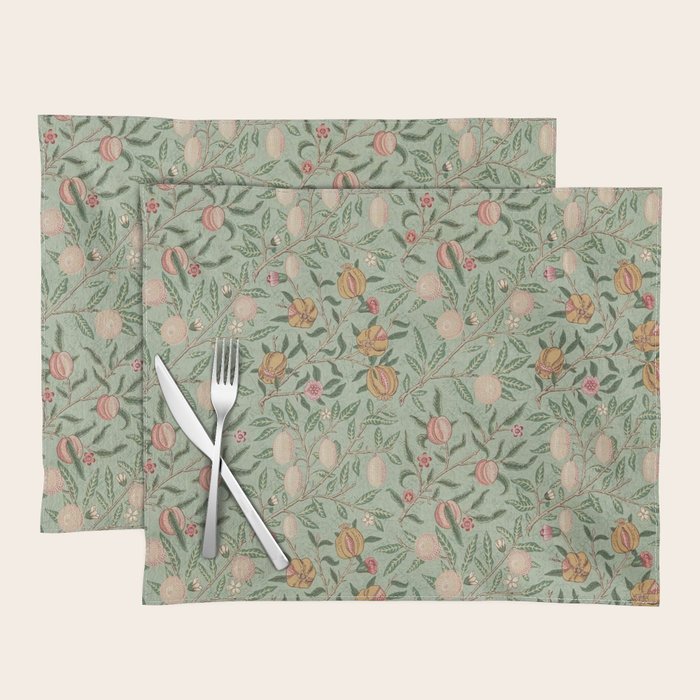 William Morris Vintage Fruit Sage Green  Placemat Gallery Image 1