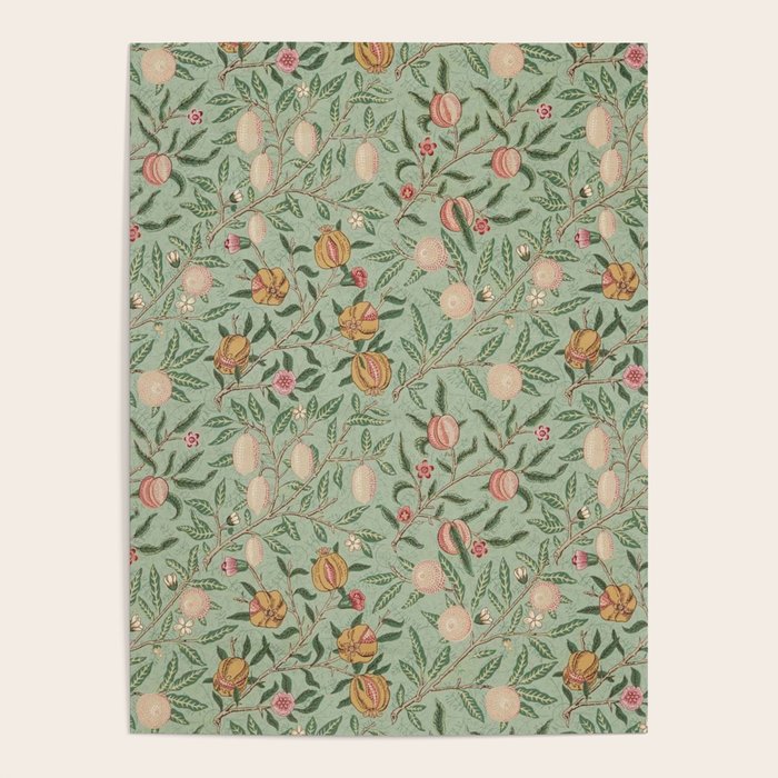 William Morris Vintage Fruit Sage Green  Poster Gallery Image 1