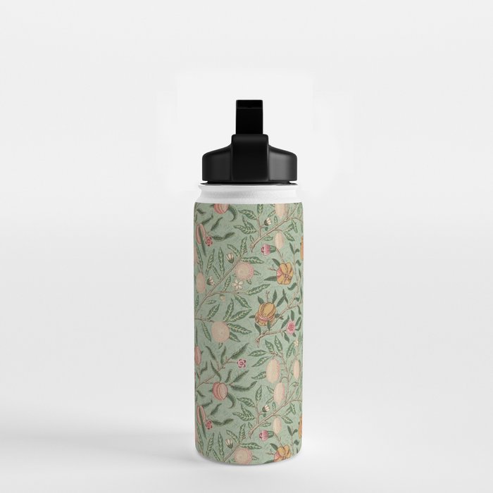 William Morris Vintage Fruit Sage Green  Water Bottle Gallery Image 2