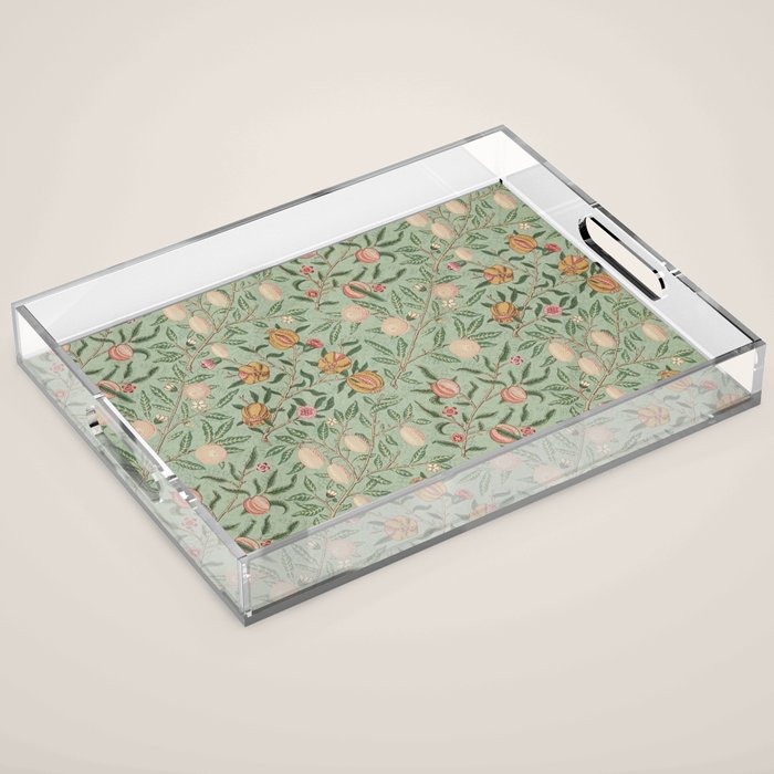 William Morris Vintage Fruit Sage Green  Acrylic Tray Gallery Image 1