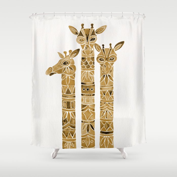 Giraffes - Sepia Palette Shower Curtain Gallery Image 1